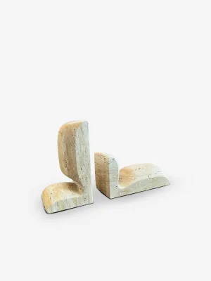 Travertine Marble SLO Bookends by Christophe Delcourt for Collection Particulaire