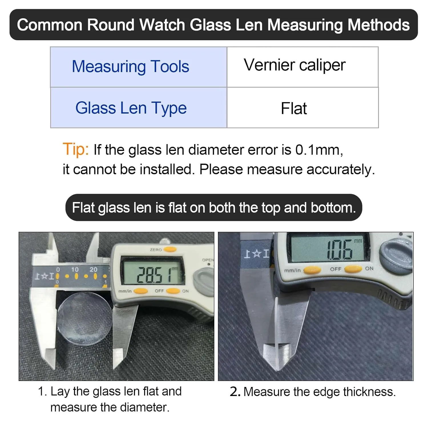 uxcell 6-Pack Watch Crystal Lens Glass 30mm Dia. Round Flat Mineral Replacement Parts for Watchmaker Repair