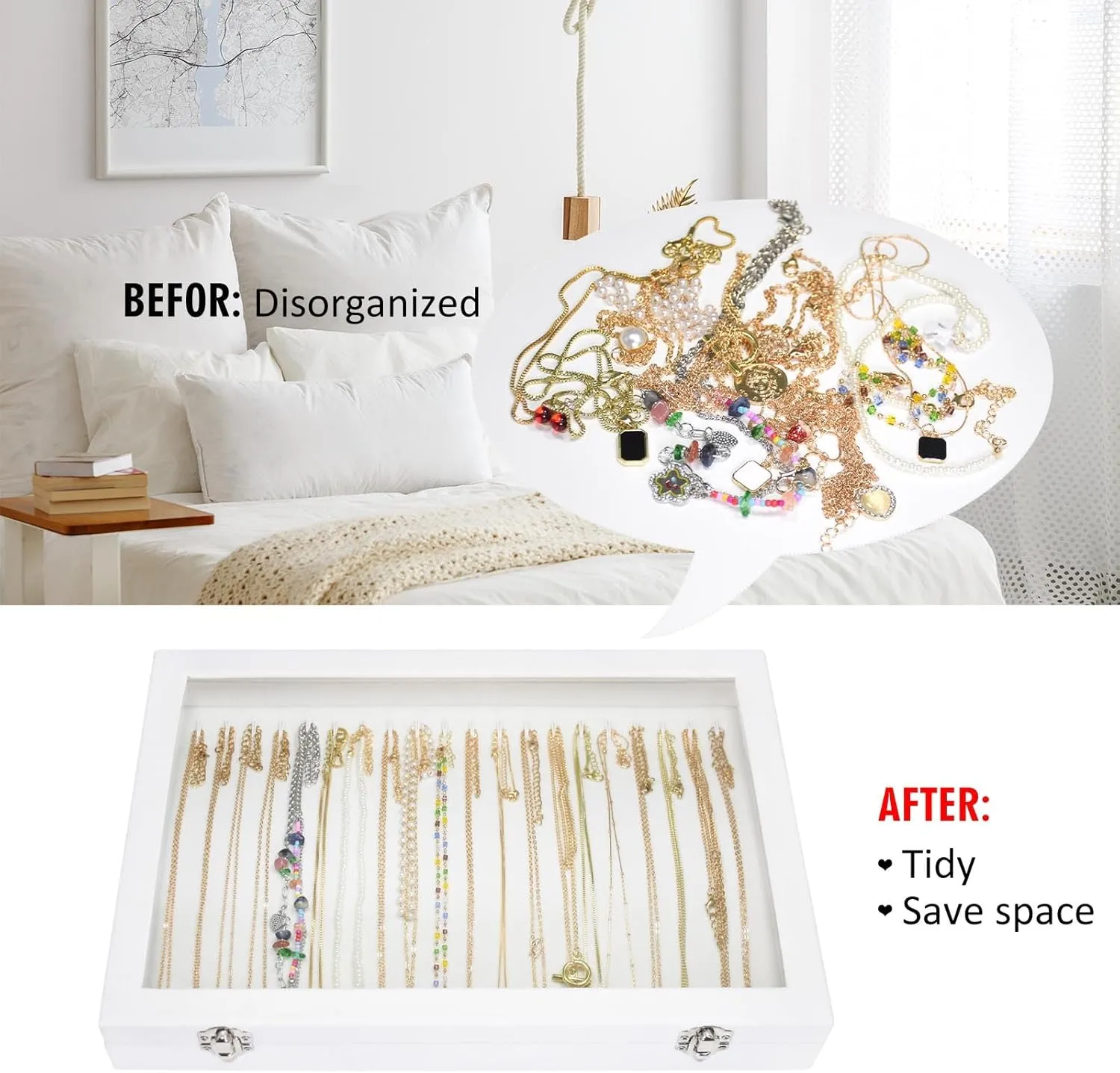 Velvet Necklace Display Jewelry Tray 20 Hook Necklace Tray Necklace Pendant Jewelry Tray for Women and Girls