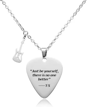 VIMIEW Quotes Guitar Pick Chain Necklace Reputation Red Speak Now Taylor Merch Necklace Outfits Jewelry Accessories Inspired Stuff Gift for Swifty Music Lover Daughter Sister Bestfriends.