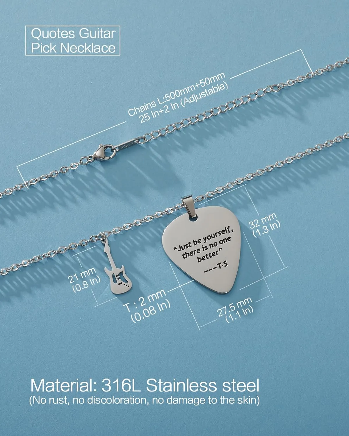 VIMIEW Quotes Guitar Pick Chain Necklace Reputation Red Speak Now Taylor Merch Necklace Outfits Jewelry Accessories Inspired Stuff Gift for Swifty Music Lover Daughter Sister Bestfriends.