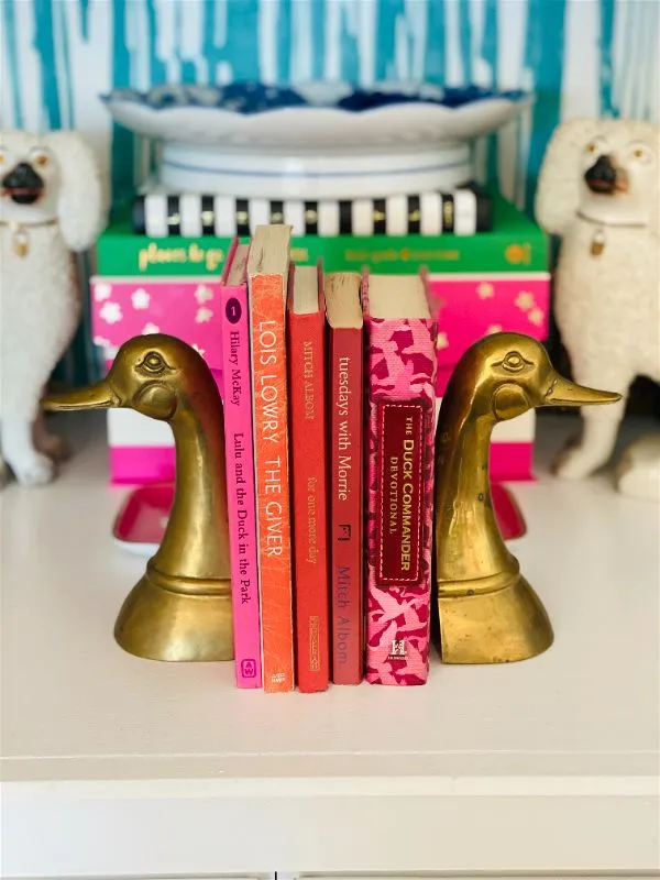 Vintage Duck Bookends, Brass, 1950 Mid Century Modern