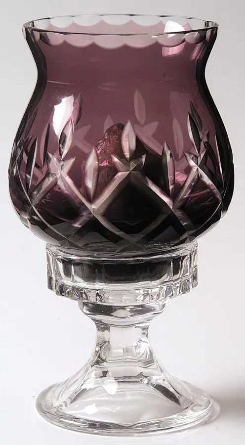 Vintage Gorham Hurricane Purple Amethyst Crystal Candle Holders - Pair - New