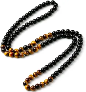 vivia Black Onyx Men's Tiger Eye Stone Bead Necklace Fashion Natural Stone Jewelry Handmade Gift