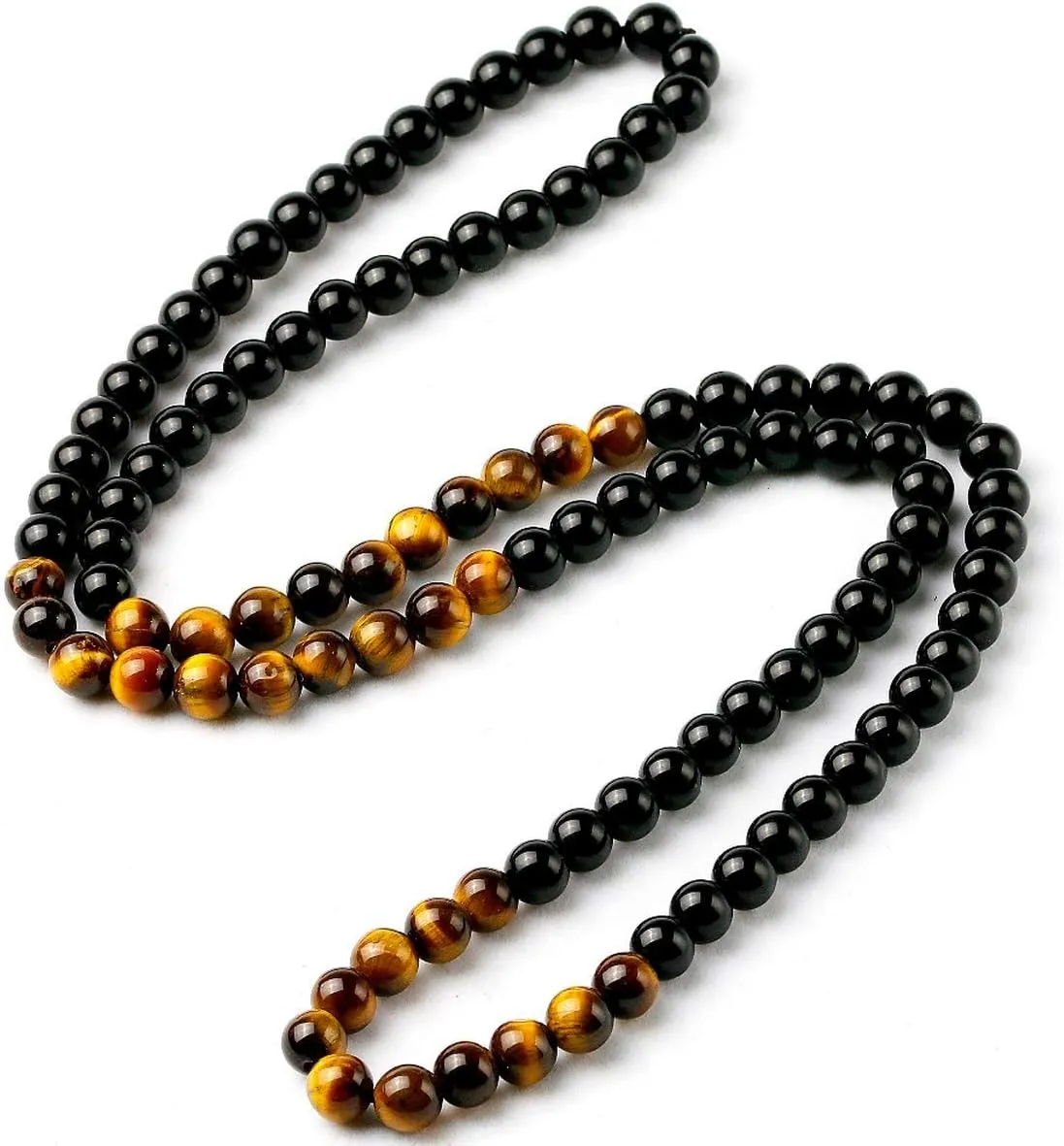 vivia Black Onyx Men's Tiger Eye Stone Bead Necklace Fashion Natural Stone Jewelry Handmade Gift