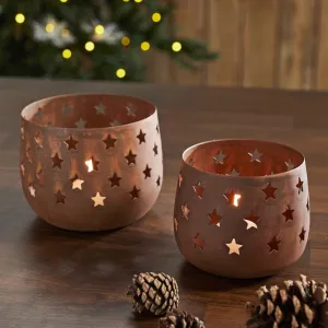 Votive Candle Holder Stars - Rust Set of 2