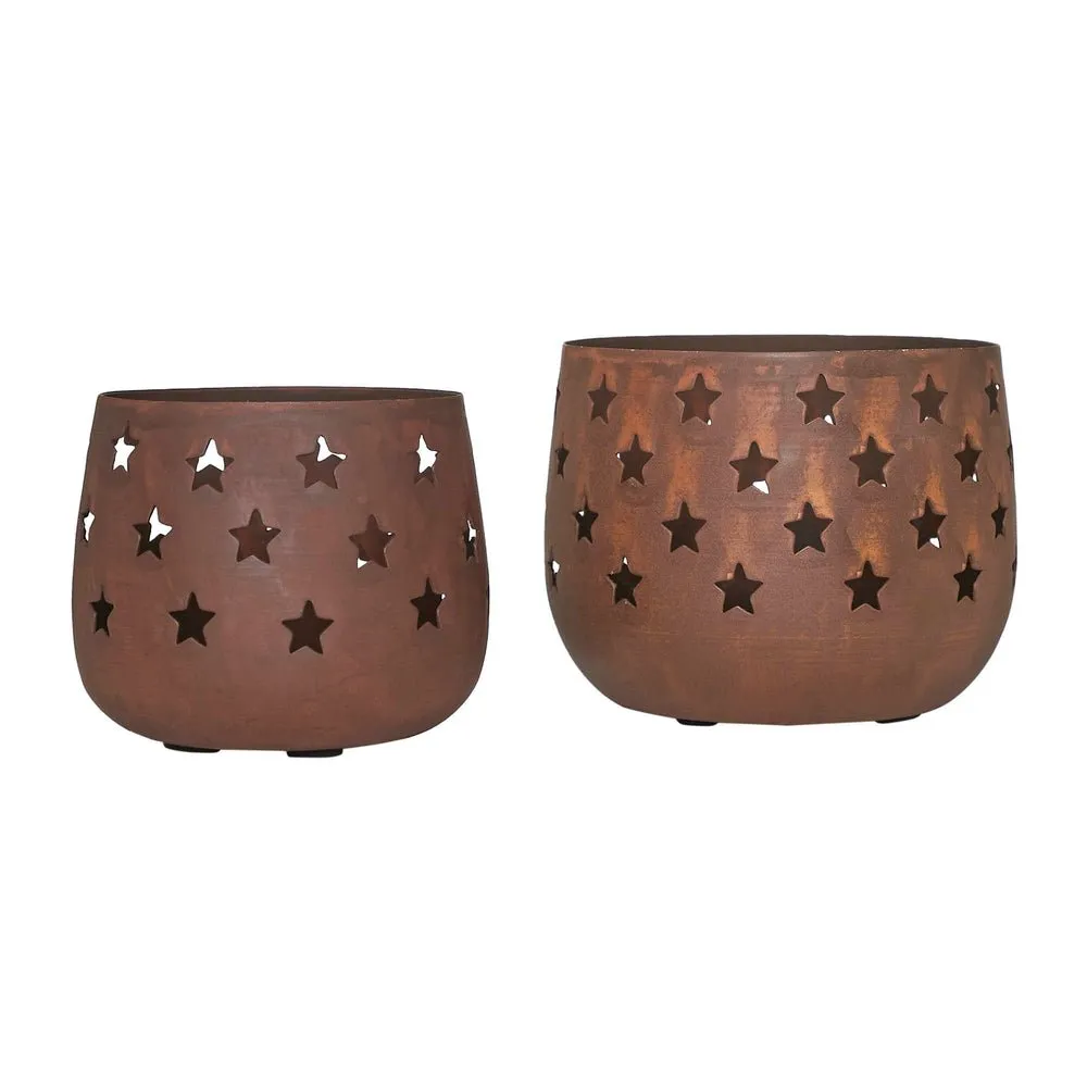 Votive Candle Holder Stars - Rust Set of 2