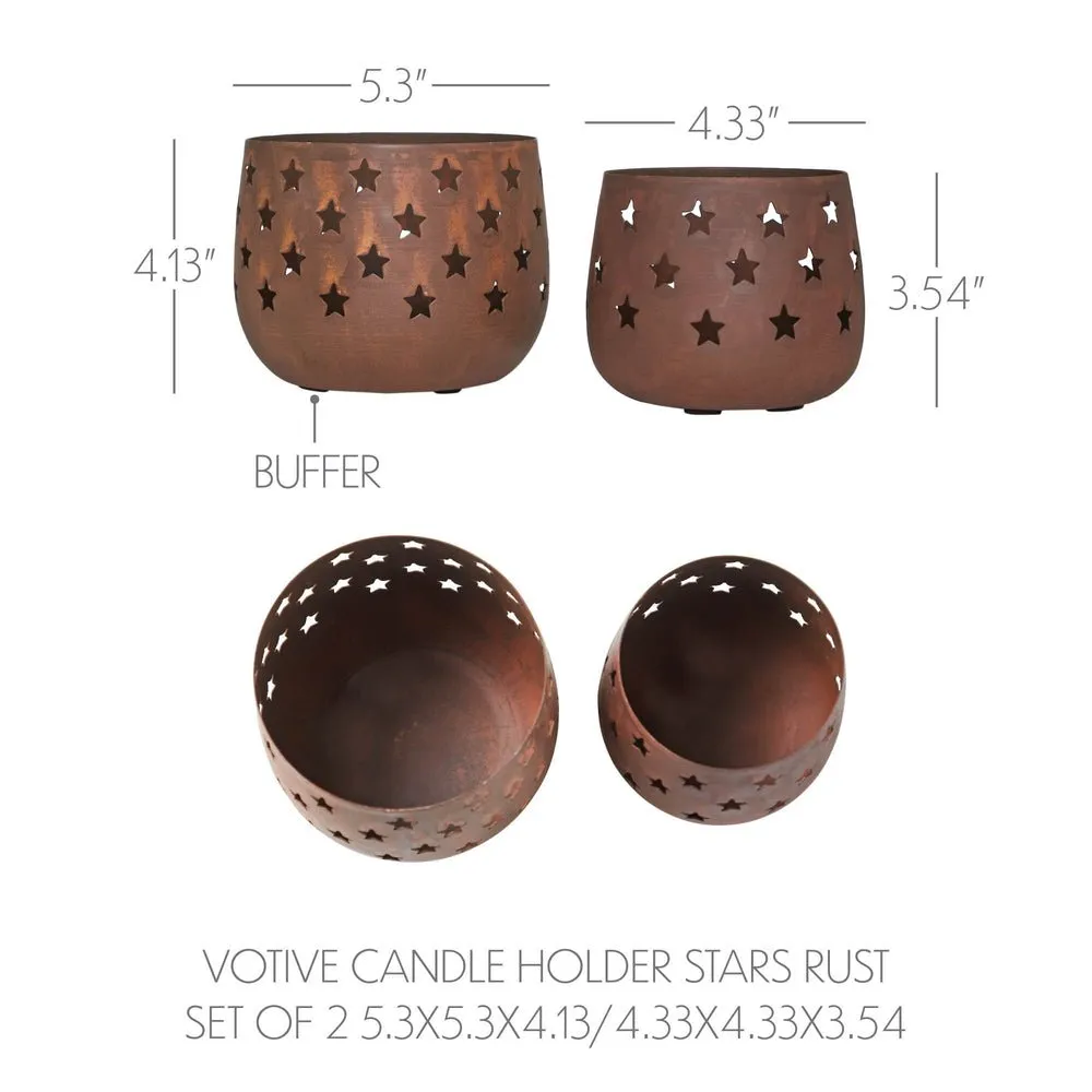 Votive Candle Holder Stars - Rust Set of 2