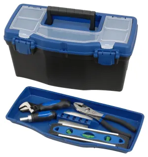 Vulcan 320101 Tool Box, 15 in L x 7 in W x 5-1/4 in H, Plastic, Black/Blue, 16 in L x 8-1/4 in W x 7-3/4 in H Outside :EA: QUANTITY: 1