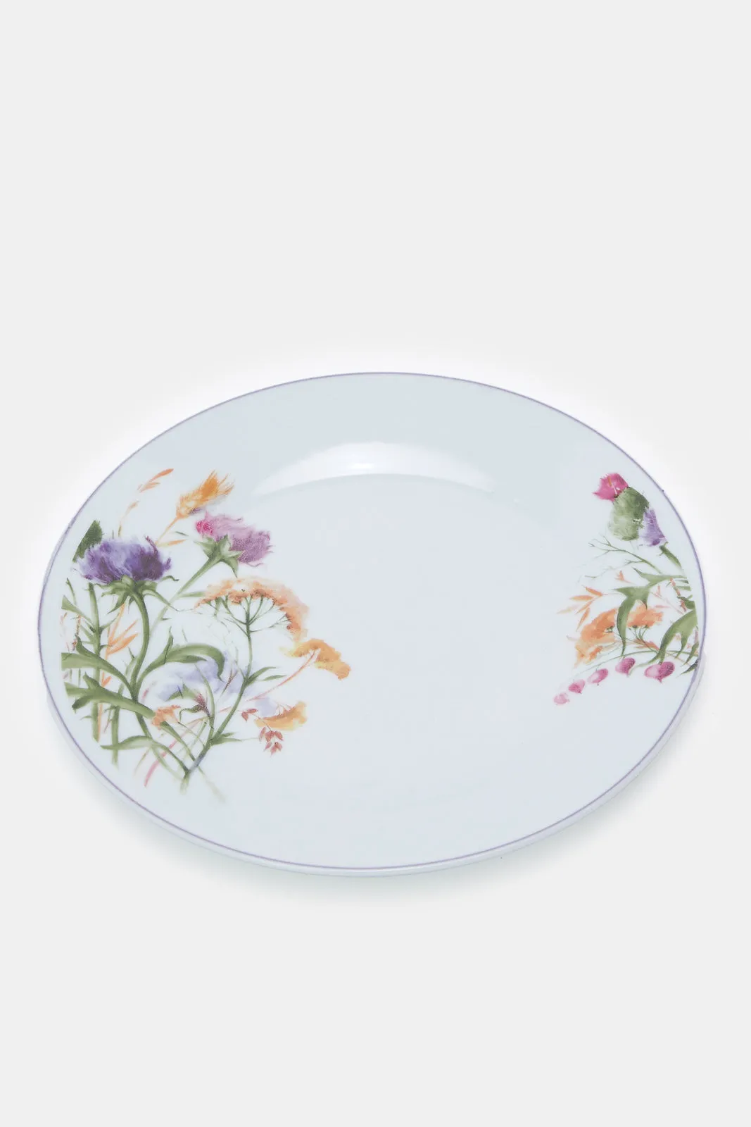 White Floral Print Round Dinner Set (30 Piece)
