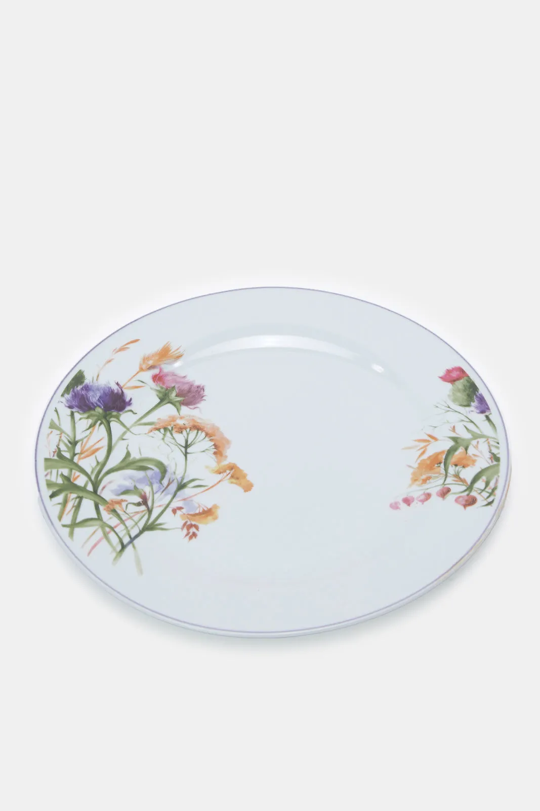White Floral Print Round Dinner Set (30 Piece)