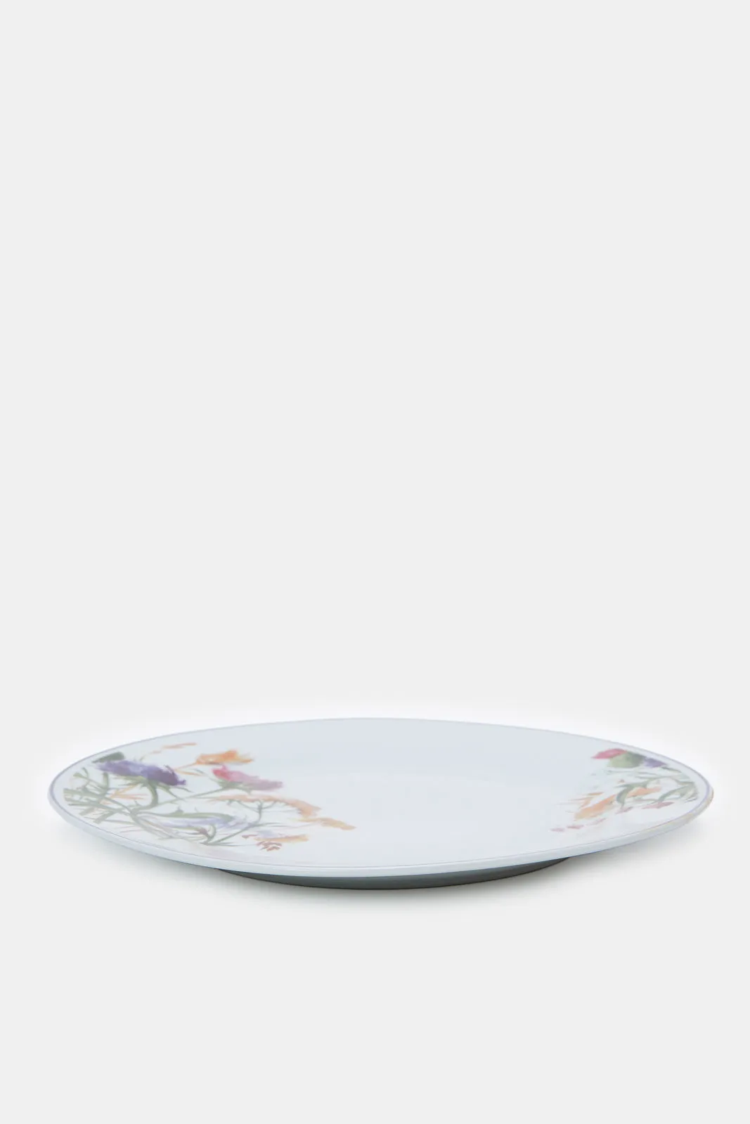 White Floral Print Round Dinner Set (30 Piece)