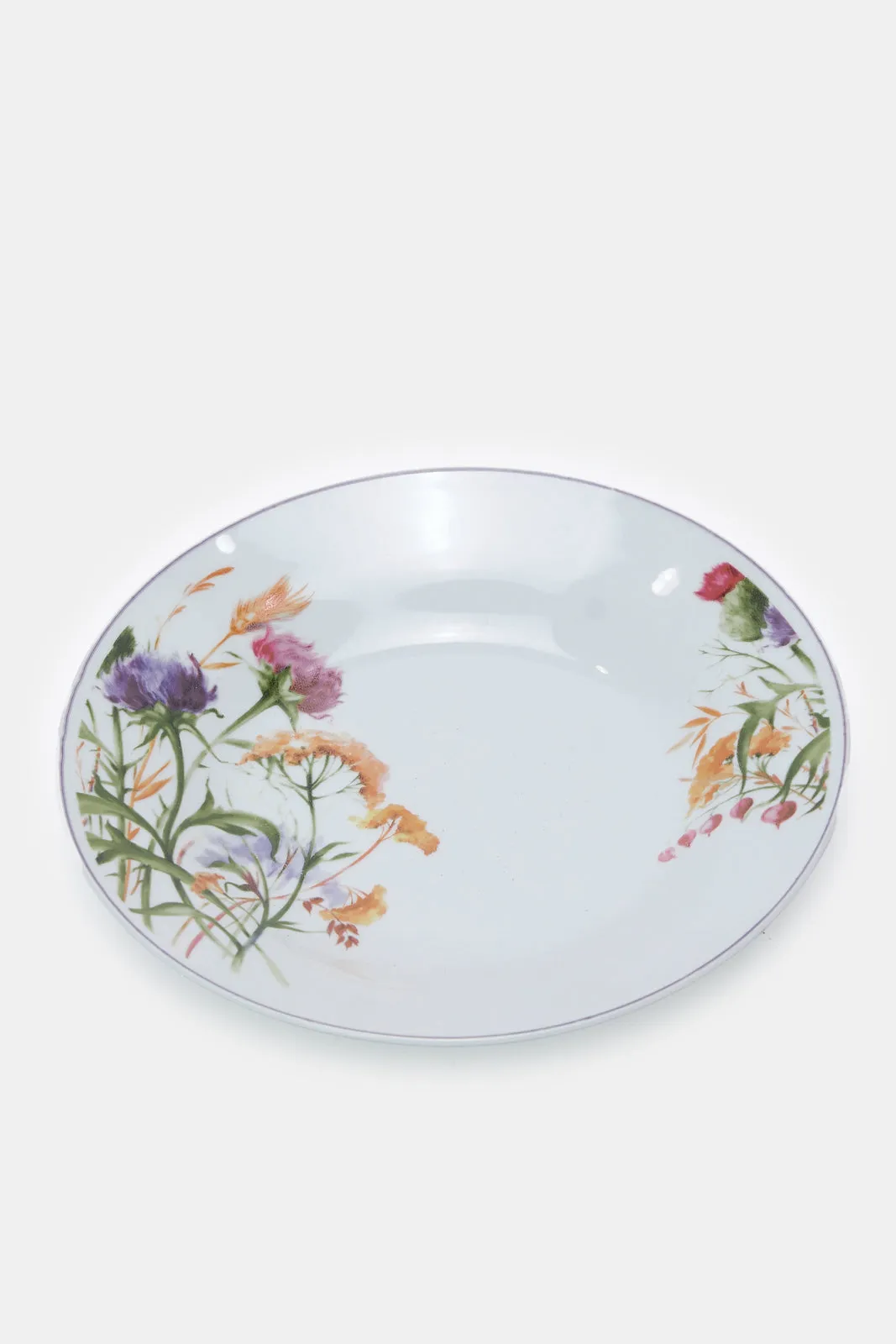 White Floral Print Round Dinner Set (30 Piece)