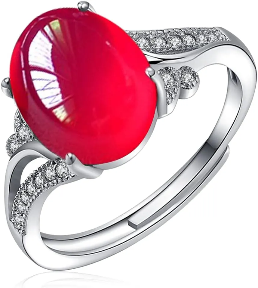 Women Natural Agate Onyx Stone Ring,Platinum Plated Real Genuine Crystal Quartz Gemstone Stone Ring Jewelry