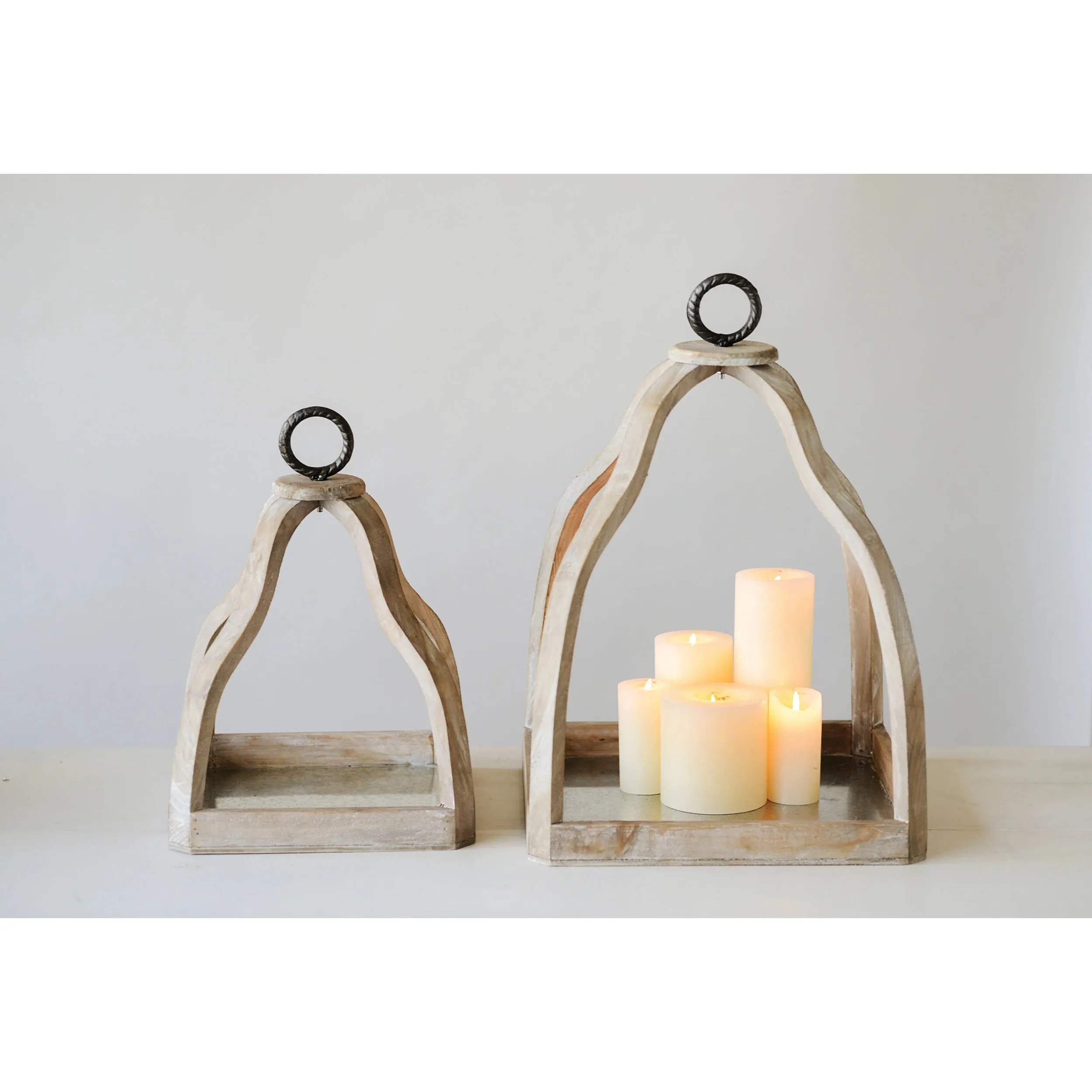 WOOD AND METAL TABLE TOP DECOR LARGE