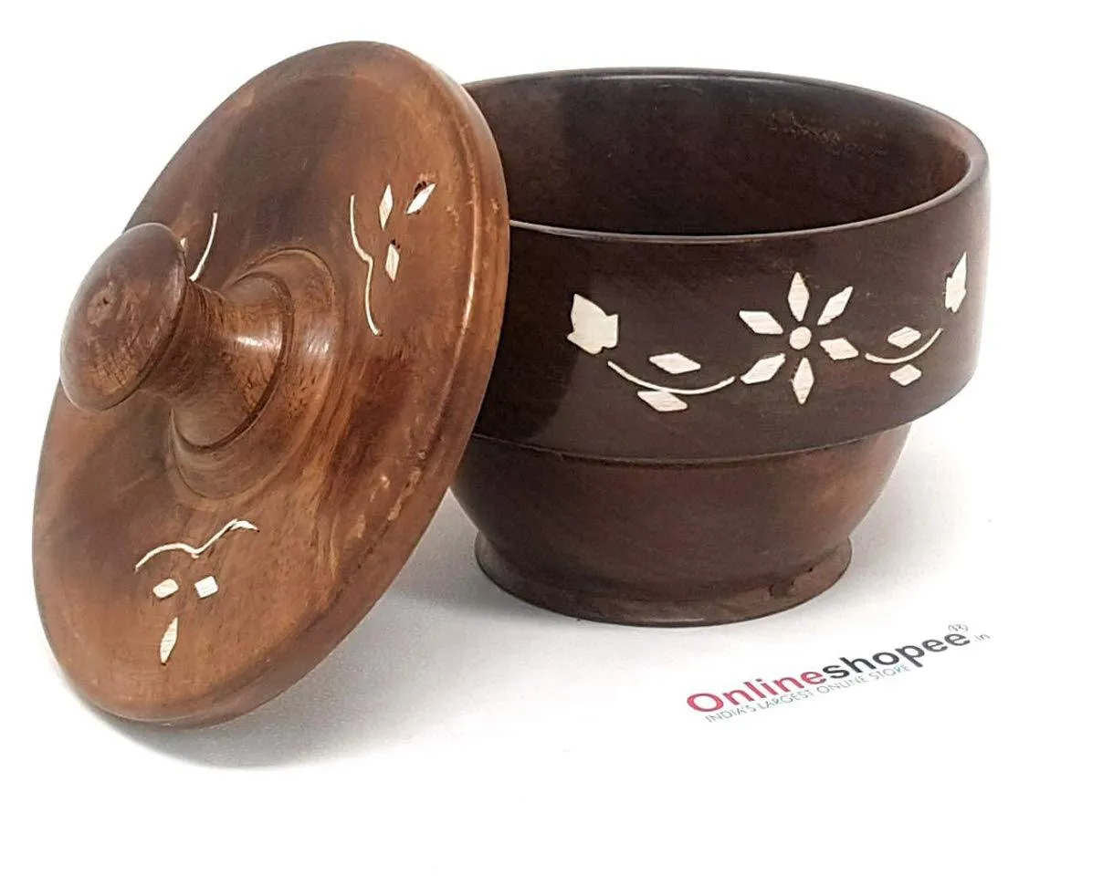 Wooden Fancy Bowl with Wooden Covering Plate