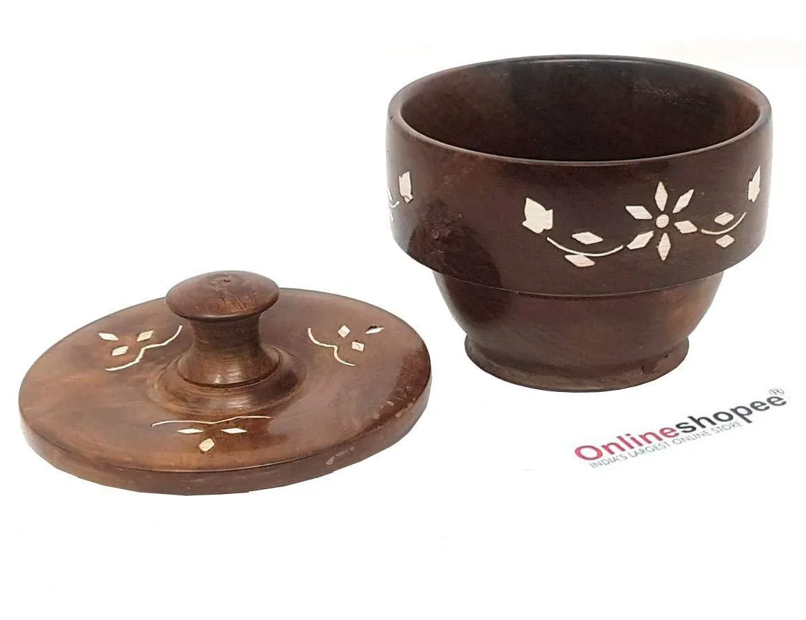 Wooden Fancy Bowl with Wooden Covering Plate