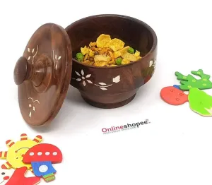 Wooden Fancy Bowl with Wooden Covering Plate