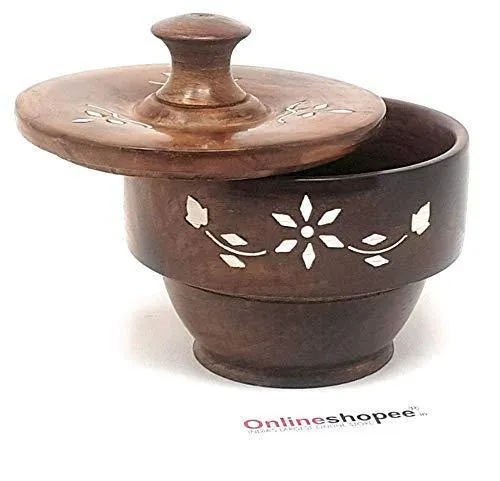 Wooden Fancy Bowl with Wooden Covering Plate