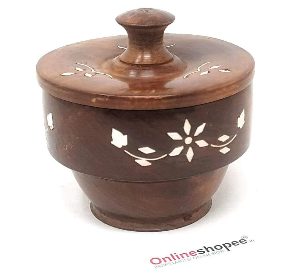 Wooden Fancy Bowl with Wooden Covering Plate