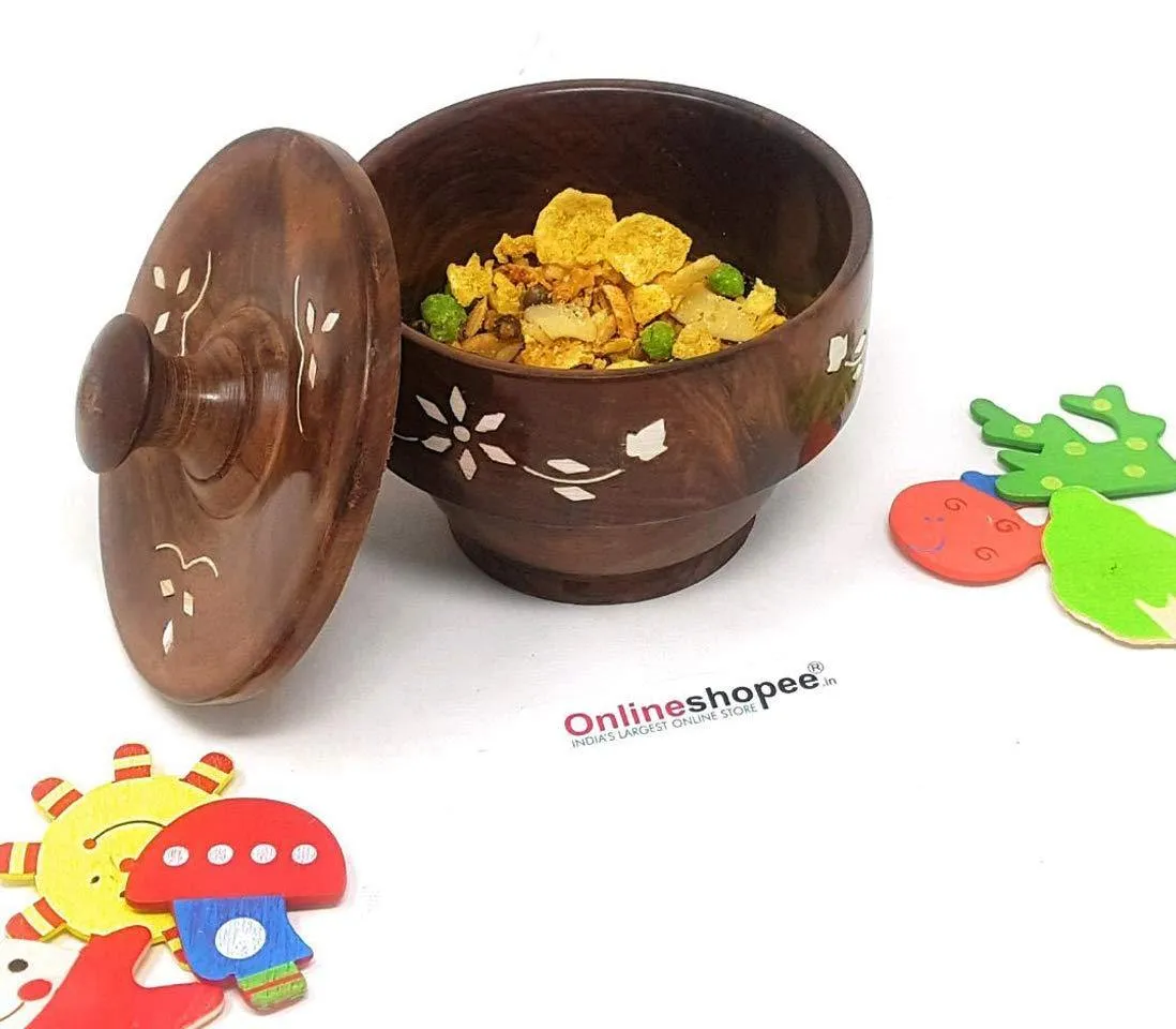 Wooden Fancy Bowl with Wooden Covering Plate