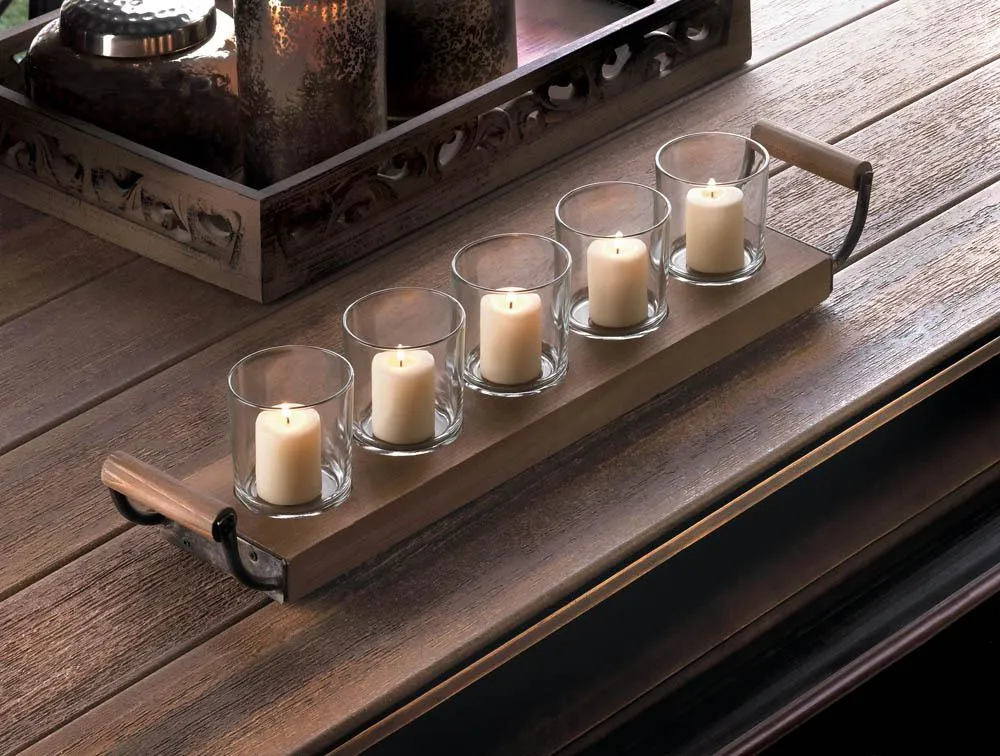 Wooden Tray Candle Holder