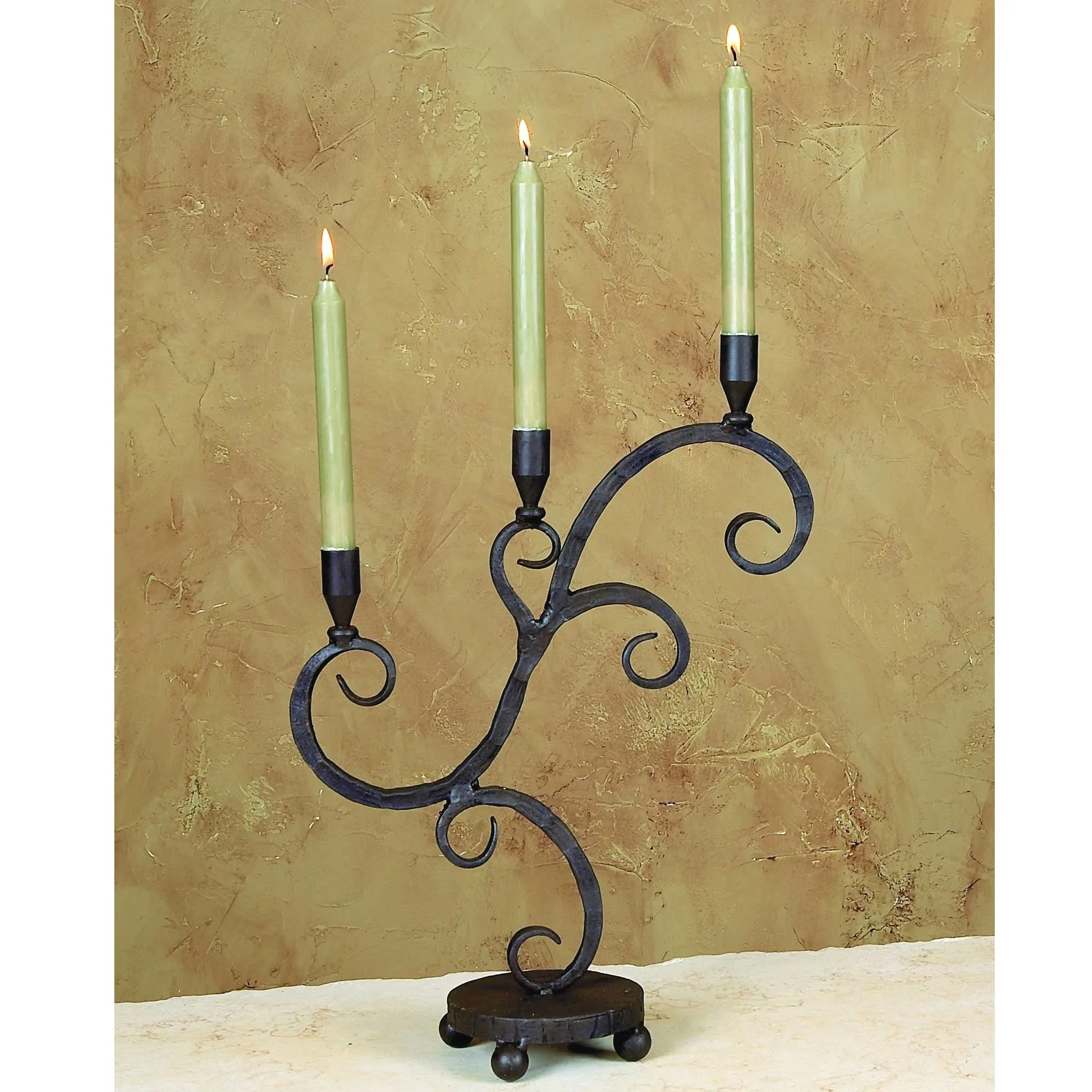 Wrought Iron Siena Triple Candleholder