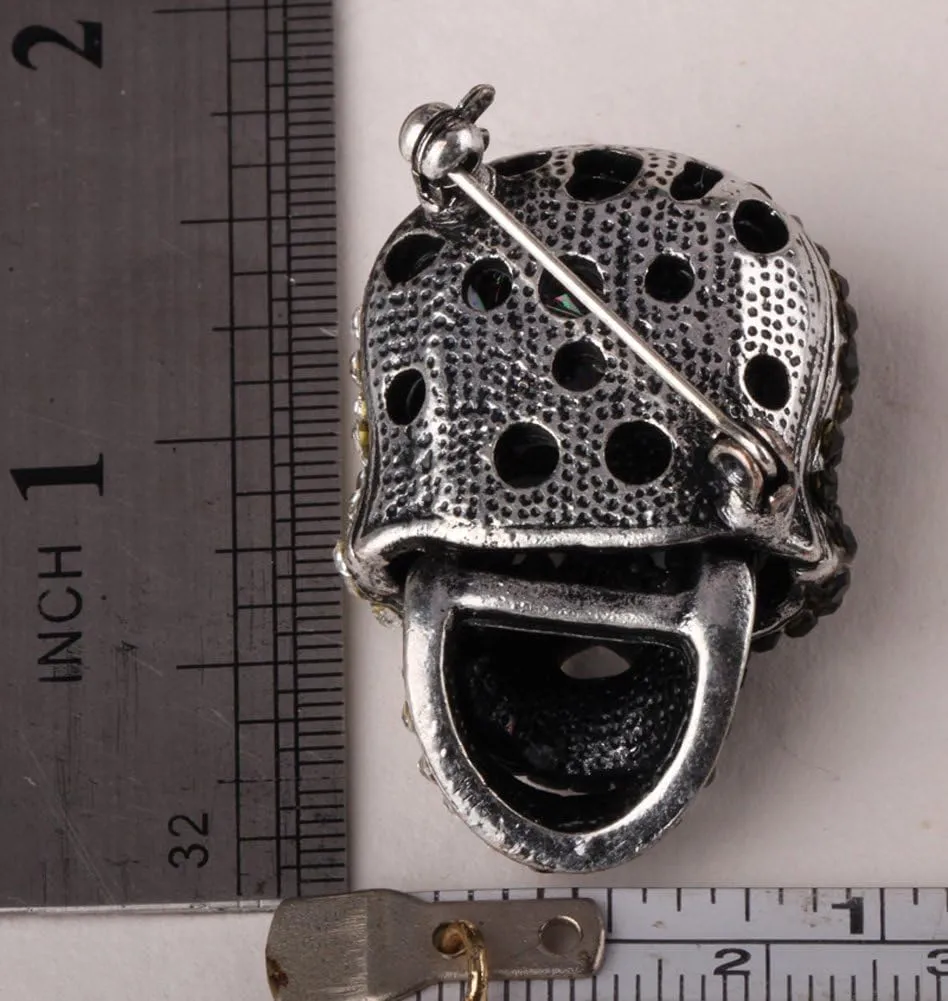 YACQ Women's Skull Pin Brooch - Moving Jaw - Lead & Nickle Free - Paved Crystals - (1-1/2 x 1) Inch - Scarf Holders - Women Girls Biker Jewelry