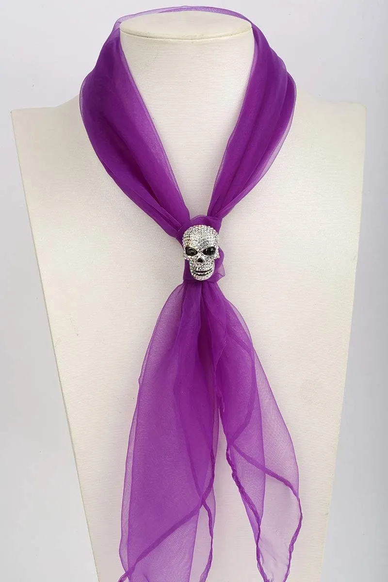 YACQ Women's Skull Pin Brooch - Moving Jaw - Lead & Nickle Free - Paved Crystals - (1-1/2 x 1) Inch - Scarf Holders - Women Girls Biker Jewelry
