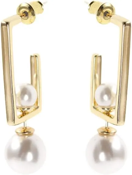 YAZILIND Geometric Imitation Pearl Pendant Simple Earrings Retro Jewelry
