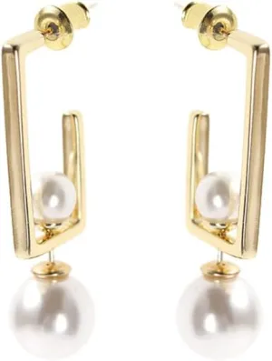 YAZILIND Geometric Imitation Pearl Pendant Simple Earrings Retro Jewelry