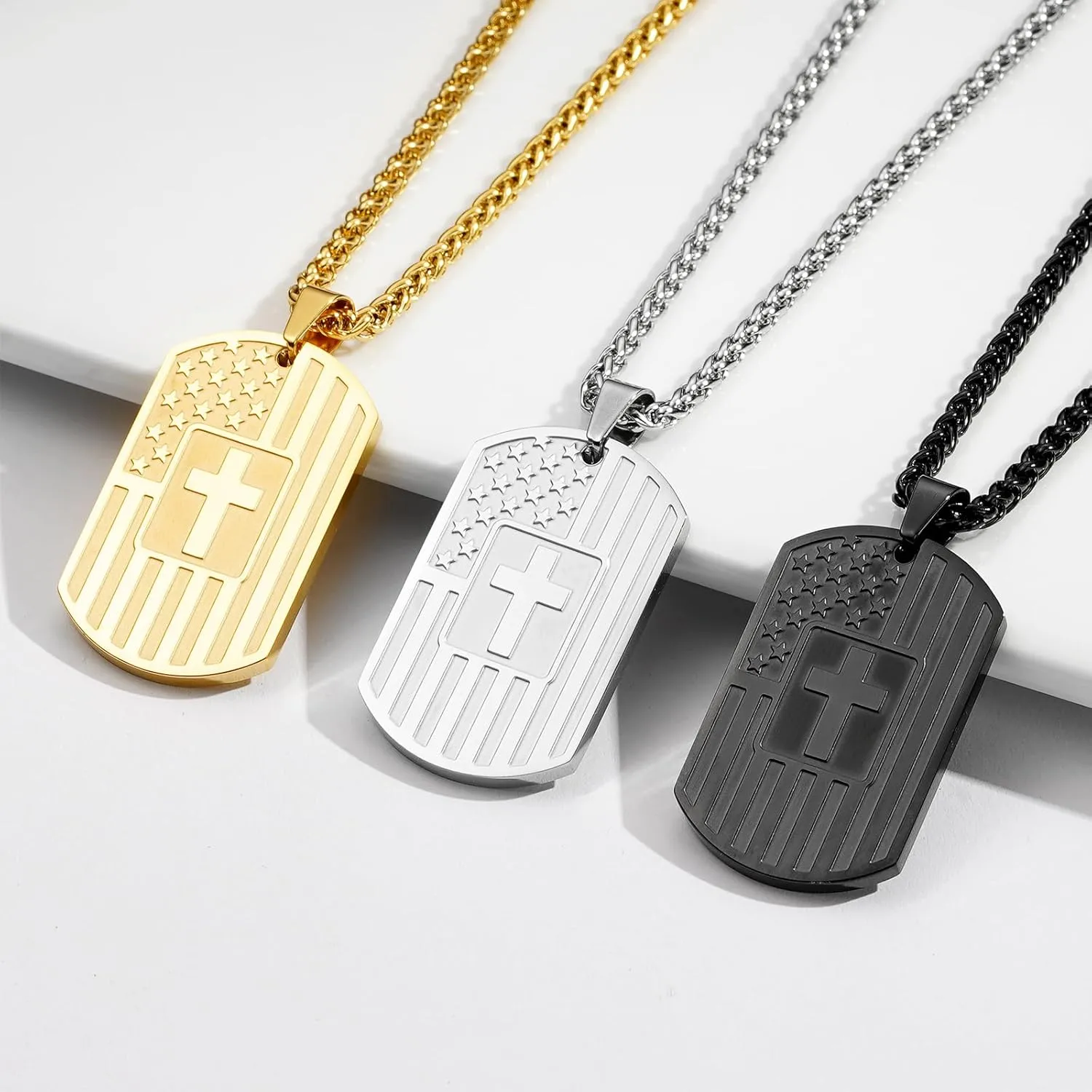 Zocomi Graduation Father's Day Gifts To My Son Dad Brother Husband Grandson Grandpa Boyfriend Man Dog Tag Cross Necklace Christian American Flag Birthday Jewelry for Men Boys