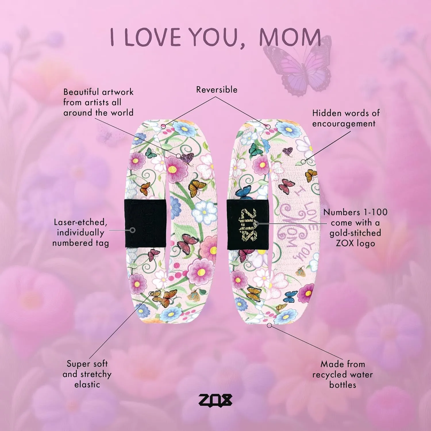 ZOX Bracelets  Stretchy Elastic Band with Motivational Affirmations and Beautiful Artwork, Great Wristband Gift for Men & Women of All Ages